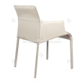 ltalian minimalistische weiße Sattel -Leder -Armlehnenstühle